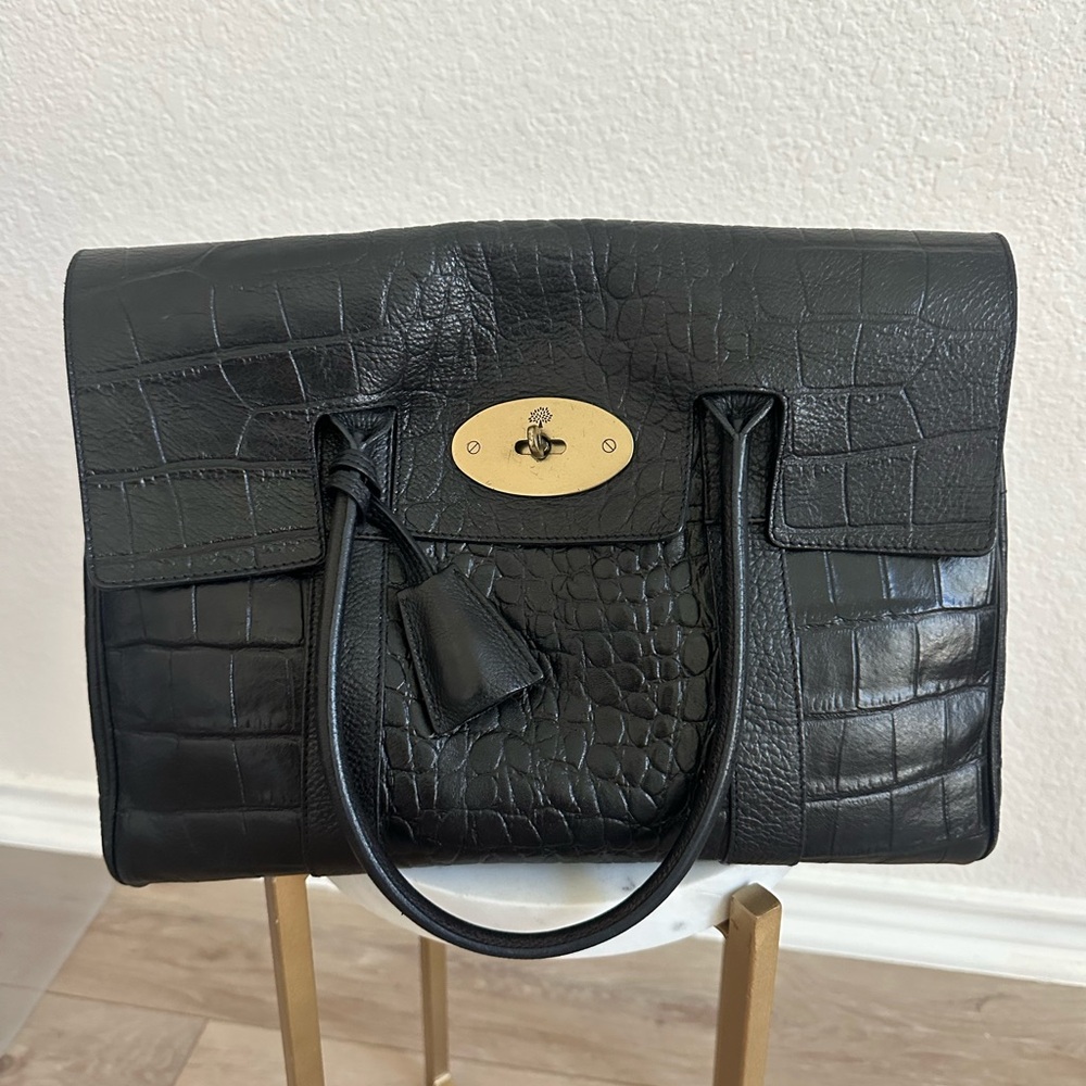 Mulberry Bayswater in Black Croc Style